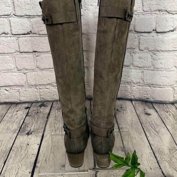 Kennel Und Schmenger Studded‎ Leather Distressed Knee High Boots Gray 7.5 - Picture 4 of 15